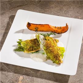 Herb crusted seabass